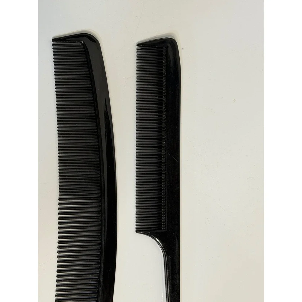 VTG Professional Hair Styling Combs Black Plastic Rat Tail Barber Set 2pc‎ 8in